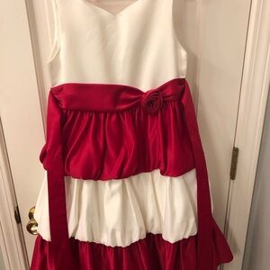 Elegant Red and White Kids Dress